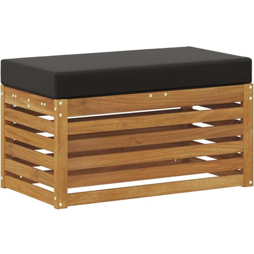  Vanjska stolica klupa s jastukom Prirodna 80 x 43 x 37 cm - Prirodna i crno 80 cm Zatvoren prostor za noge Slike