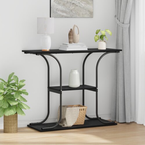 vidaXL Konzolna miza Črni hrast 101 x 35 x 80.5 cm Konstruiran les Cene