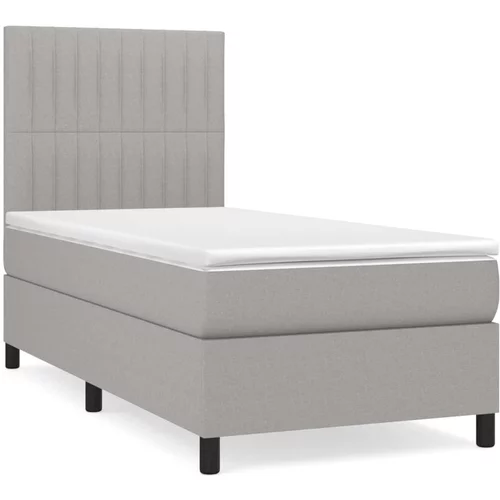 vidaXL Box spring postelja z vzmetnico svetlo siva 80x200 cm blago, (20930570)