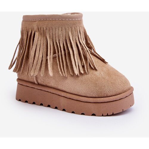 Boto Fleece-Lined Snow Boots with Decorative Fringes for Kids Beige Nimia' Cene