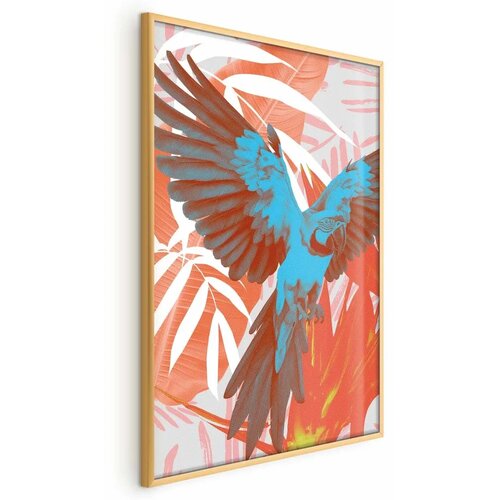  Plakat - Exotic Wings - parrot among abstract leaf patterns 60x90 Zlatni okvir Cene