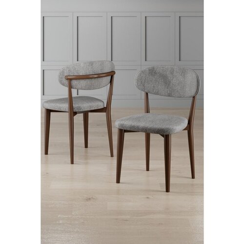 Hanah home set trpezarijskih stolica Onex 2 kom, siva bukle tkanina, drvene noge boje oraha Cene