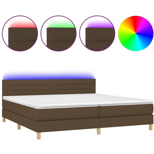 Maison Chic Box spring postelja - Vzmetna postelja z vzmetnico LED temno rjava 200x200cm blago SL16104, (21896105) Cene