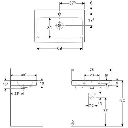 Geberit iCon 75 lavabo 124075000 Slike