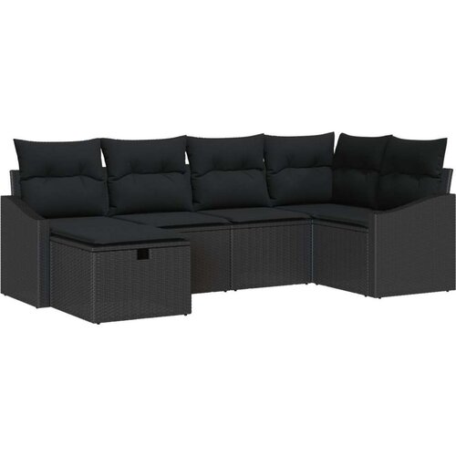 vidaXL 6-delni vrtni kavčni set s blazinami Črn Poli ratan Cene