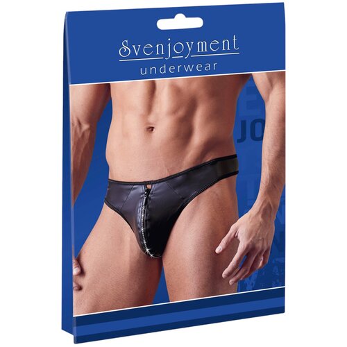 Svenjoyment - sjajne mu&amp;scaron;ke tange s patentnim zatvaračem od kamenčića (crne) Slike