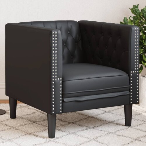 VidaXL Chesterfield kauč fotelja crna umjetna koža Slike