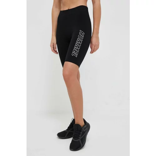 Hummel Kratke hlače Maja za žene, boja: crna, s tiskom, srednje visoki struk