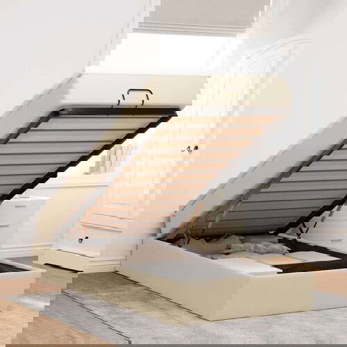 vidaXL Otomanski posteljni okvir z vzmetnico krem 80x200 cm blago, (21610489) Cene