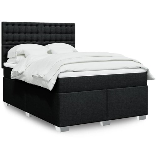vidaXL Box spring postelja z vzmetnico črna 140x200 cm blago Cene