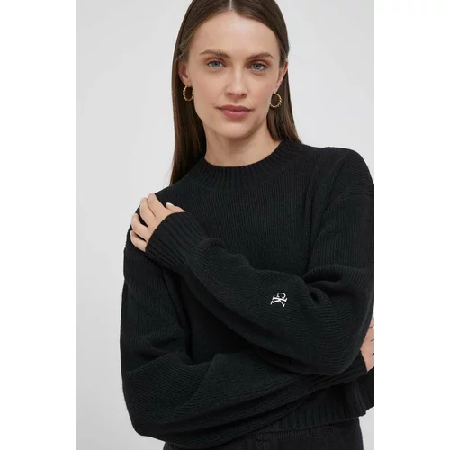 Calvin Klein Jeans Volnen pulover ženski, črna barva