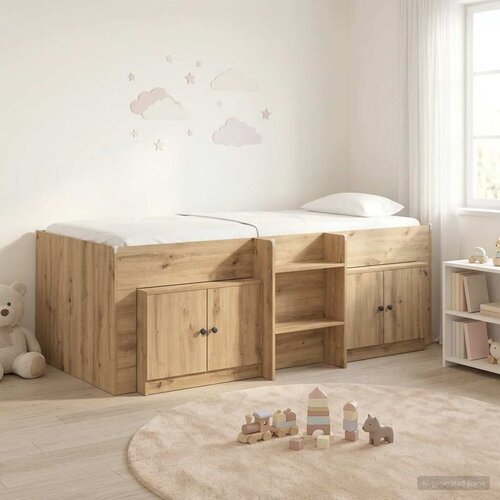  Loft krevet s ormarom 3 kom. Hrast artisan Konstruirano drvo - Hrast artisan Cene