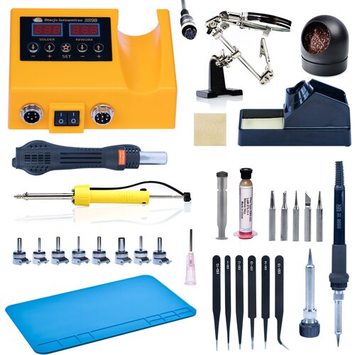 Rosfix SET SPAJKALNA POSTAJA OH660 &ndash; 2V1 HOT-AIR IN GROT, 660W, LED, 100&ndash;500&deg;C | 17 DODATKOV, 230V, (5000075846) Cene