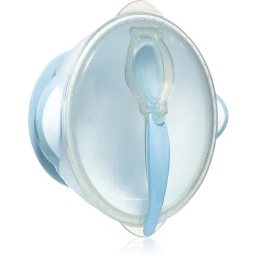 BabyOno Be Active Suction Bowl with Spoon jedilni set za otroke Blue 6 m+ 2 kos