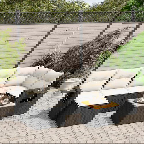 vidaXL 7-dijelni set vrtnih sofa od poliratana s jastucima crni Cijene