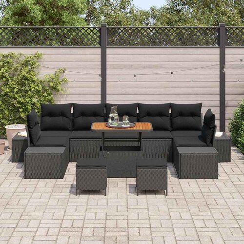  Sjedeća garnitura za vrt 10 kom. Crna poliratan 349 x 154 x 85 cm Slike