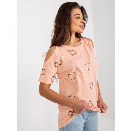 Fashion Hunters Peach blouse with heart print Cene