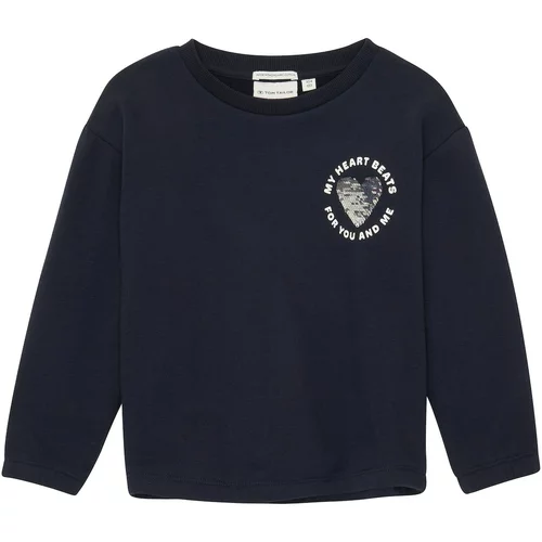 Tom Tailor Sweater majica mornarsko plava / srebro / bijela