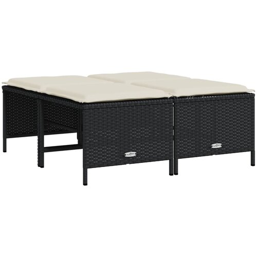  5-dijelna vrtna garnitura od poliratana s jastucima crna 204 x 55 x 70 cm Slike