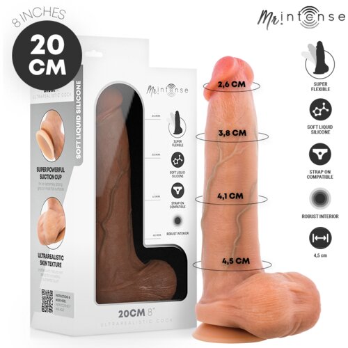 Mr. Intense DILDO Bruce Flesh 20 cm - realističen penis, s sesalnim dnom, gibljiv Slike