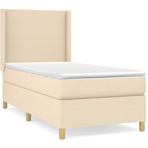 VidaXL Box spring postelja z vzmetnico krem 100x200 cm blago, (20895125) Slike