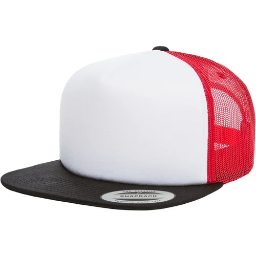 Flexfit Foam Trucker with white front blk/wht/red