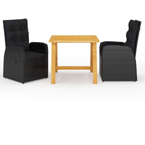  3-dijelni vrtni blagovaonski set crni Cene