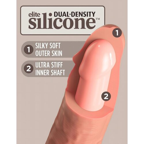 King Cock Elite 6 - realistični vibrator s vakuumom 15 cm (tamno prirodni) Slike