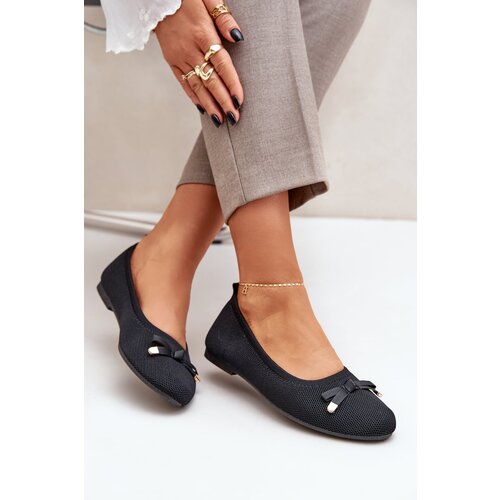 PM1 Mesh Ballet Flats With Bow Black Bianila Cene