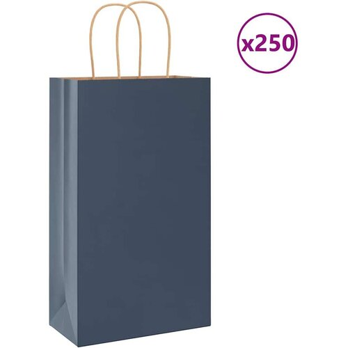  Papirnate vrećice 250 kom s ručkama plave 21x11x36 cm Cene