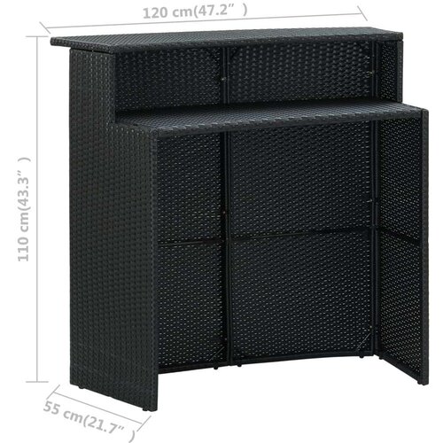 Poli vrtni barski stol crni 120 x 55 x 110 cm od poliratana Slike