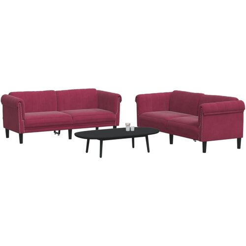  2-dijelni set sofa crvena boja vina bar&amp;scaron;unasti Slike