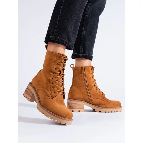 SHELOVET brown tied ankle boots