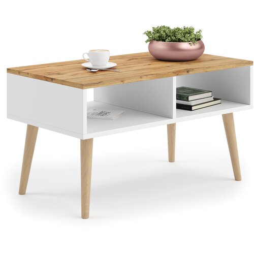 Kobi Furniture Klubska mizica Sandi, skandinavski stil, bela barva - zlati craft hrast, (20625981) Cene