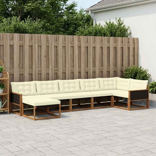  Set vanjskih sofa 7 kom. Prirodna i krem Čvrsto drvo akacije Cene