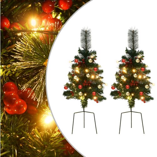 VidaXL Umetna novoletna jelka LED 2 kosa 76 cm PVC Slike