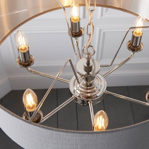  Endon 94373 - Luster na lancu HIGHCLERE 6xE14/40W/230V siva/sjajni hrom Slike