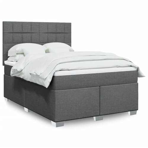 vidaXL Box spring postelja z vzmetnico temno siva 160x200 cm blago, (21320240) Cene