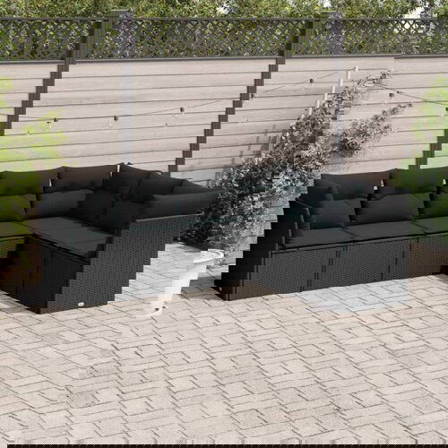 vidaXL 6-dijelni set vrtnih sofa s jastucima crni od poliratana Cijene