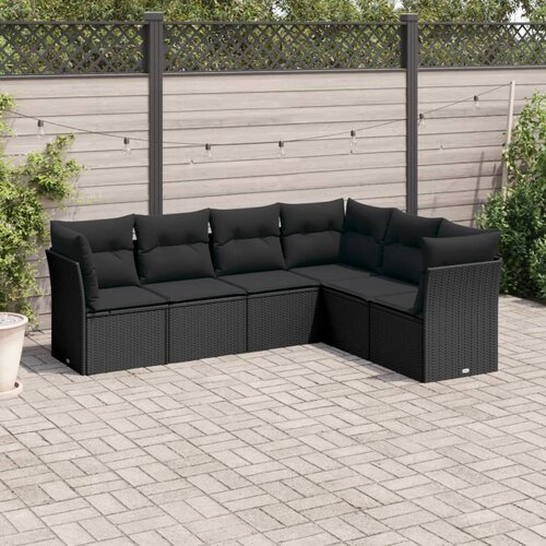 VidaXL 6-dijelni set vrtnih sofa s jastucima crni od poliratana Slike