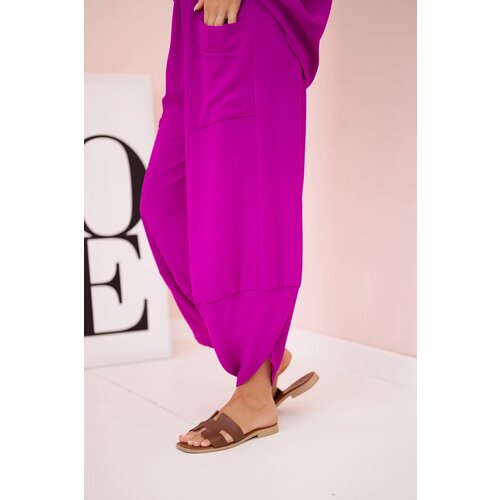 Kesi Włoski Viscose blouse + pants set dark purple Cene