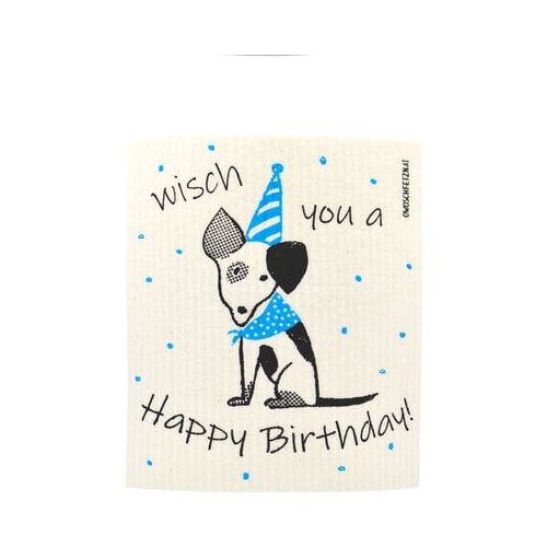 OWOSCHFETZN Spužvasta krpa &amp;quot;Lucky Dog - Happy Birthday!&amp;quot; - Plava Slike