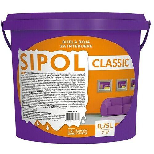  Unutarnja disperzijska boja Sipol Classic (Bijela, 750 ml) Cijene