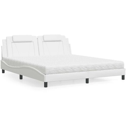  Krevet s madracem bijeli 180 x 200 cm od umjetne kože Slike