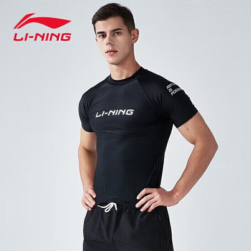 Li-Ning Mu&scaron;ka majica za plivanje LSLR225, Kratak rukav, Crna Cene