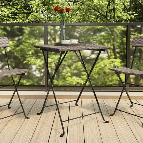 Sklopivi bistro stol sivi 55 x 54 x 71 cm od poliratana