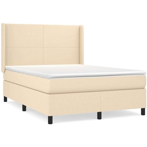  Krevet s oprugama i madracem krem 140x200 cm od tkanine Slike