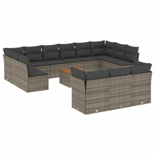Maison Chic Seti vrtnega pohištva - Vrtna garnitura - Vrtni pohištvo set 14-delna z blazinami siv poli ratan, (21809418) Cene