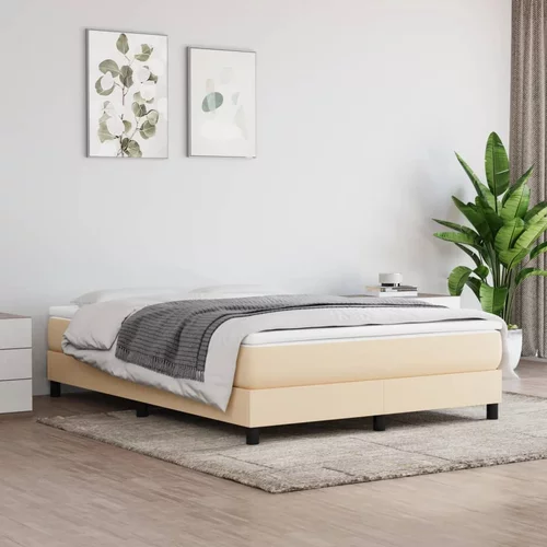 vidaXL Okvir za krevet s oprugama krem 140x200 cm od tkanine