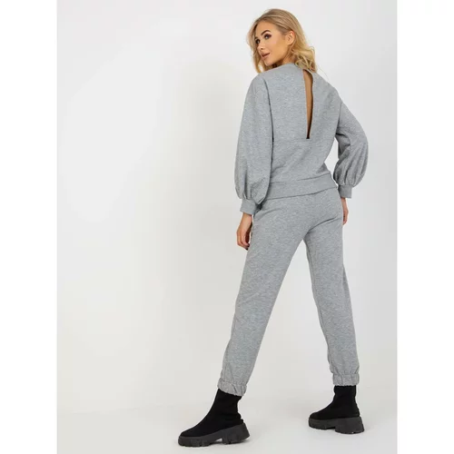 Fashion Hunters Gray women's casual set with a sweatshirt and trousers